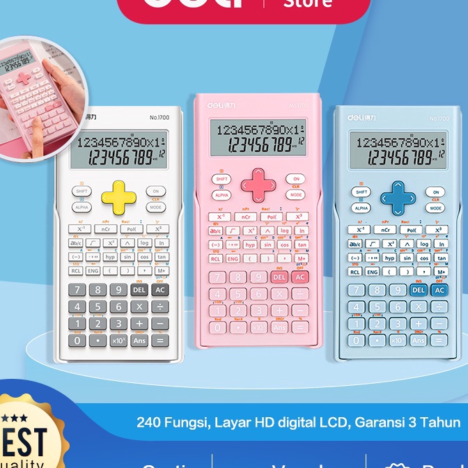 

KI3 Deli Calculator Scientific Kalkulator 24 Fungsi Kalkulasi 3 Warna 17