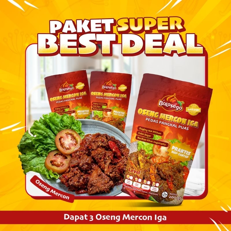 

PAKET SUPER BEST DEAL (3 PACK OSENG Daging IGA MERCON) BOLOSEGO