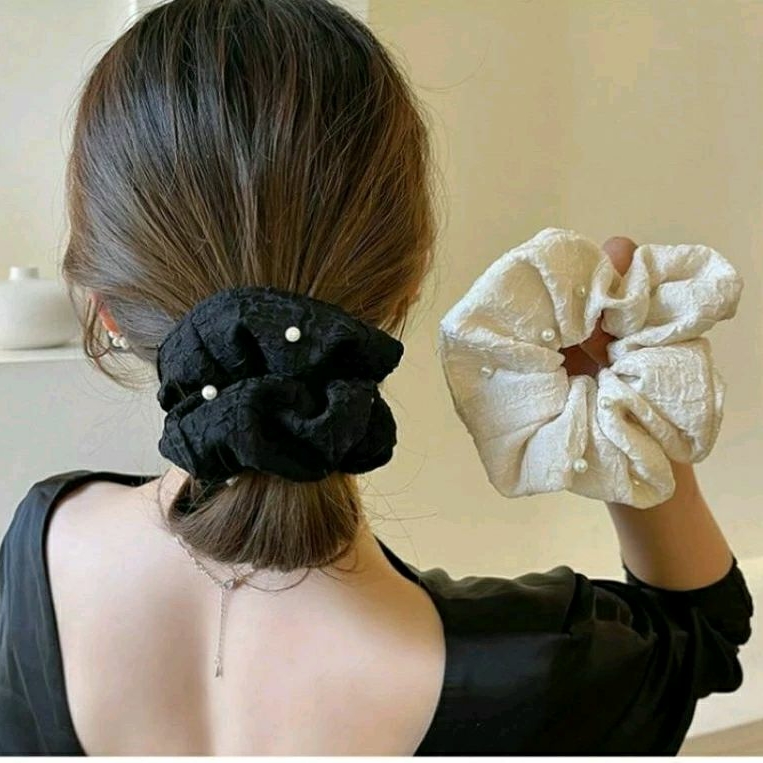 Bunny Button | Scrunchie Korea Mutiara Hair Tie Korea