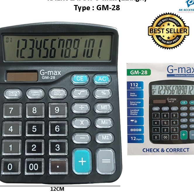 

HJ6 AKACC KALKULATOR Gmax GM28 12Digit ANGKA CALCULATOR DIGITAL