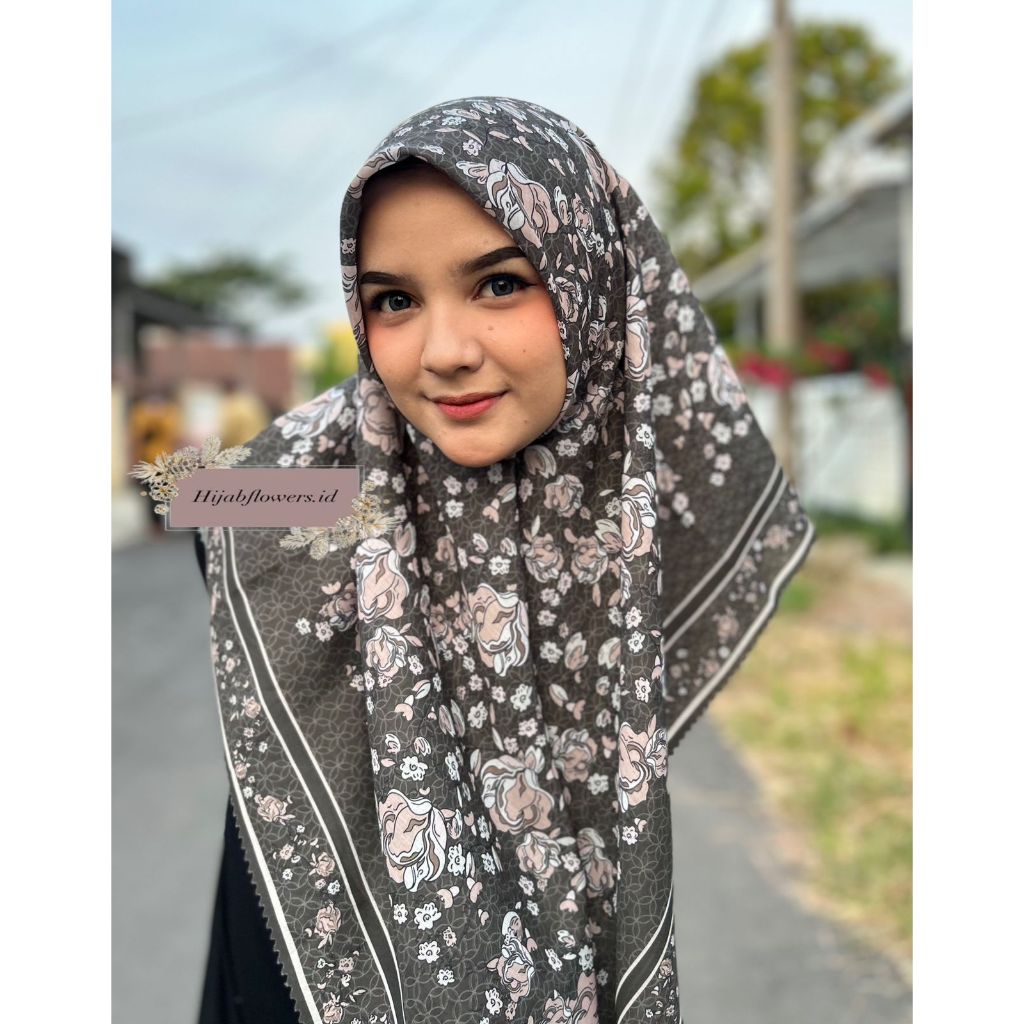 Hijab Dakota Pattern Scarf Motif Bunga Voal Premium