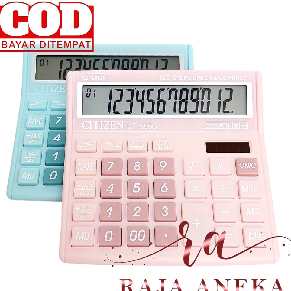 

ltc89 KALKULATOR FANCY WARNA WARNI CALCULATOR CITIZEN 555N 555 N 555 C 555 COLOUR SERIES 12 DIGIT CHECK ULANG CHECK CORRECT BISA HITUNG ULANG