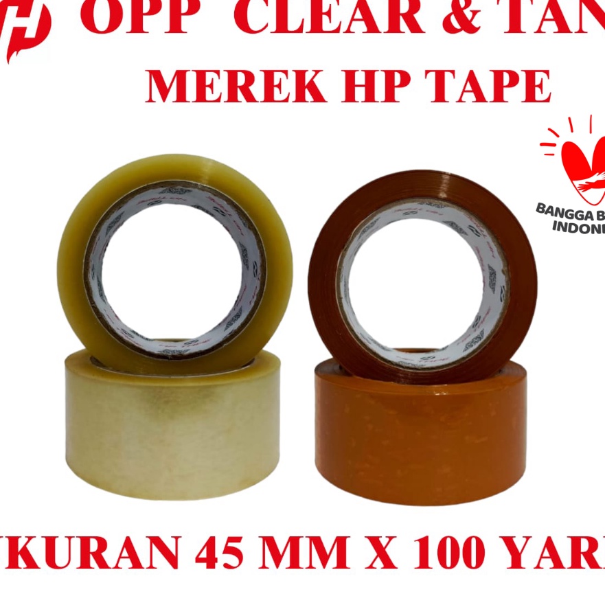 

Gila Lakban Bening Coklat HP TAPE 45mm x 1 yard harga perslop 6pcs