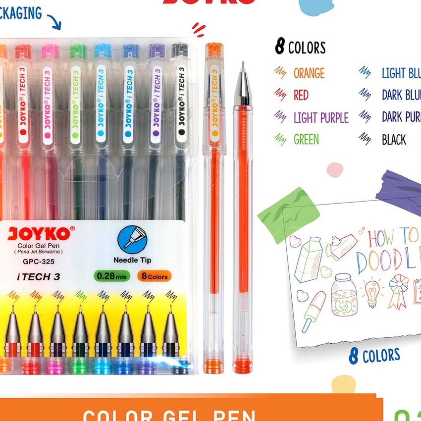 

Khusus Color Gel Pen Pulpen Pena Joyko GPC325 iTech3 1 Set 8 Warna 28 mm