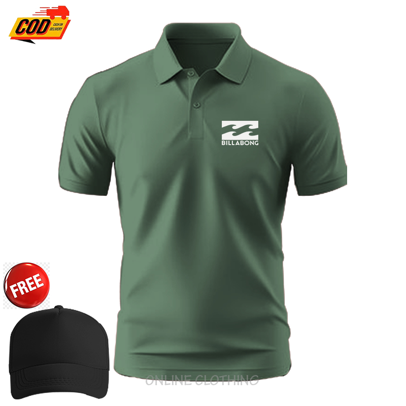 Kaos Polo Kerah Logo Billabong07 Text Kualitas Bahan tebal / Produk Terbaru Gratis Topi /Polo Polos