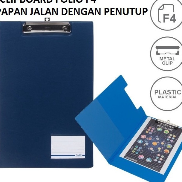 

KP8 Bantex Clipboard Papan Jalan Model Cover Penutup Folio F4