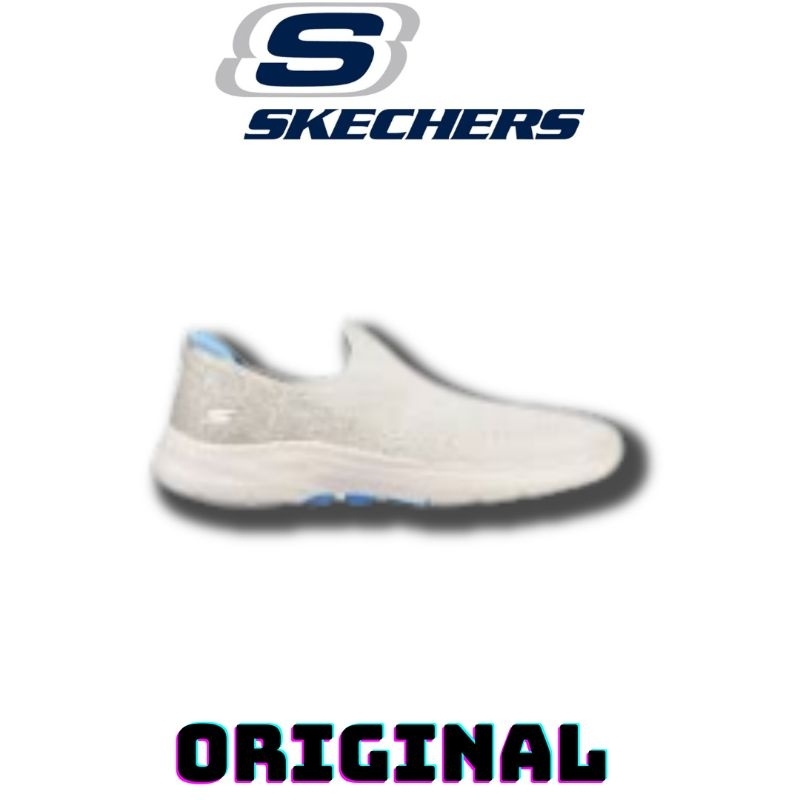 Sepatu Skechers Slip On Go Walk 6 Glimering Natural Blue Women's ( 124502/NTBL ) Original