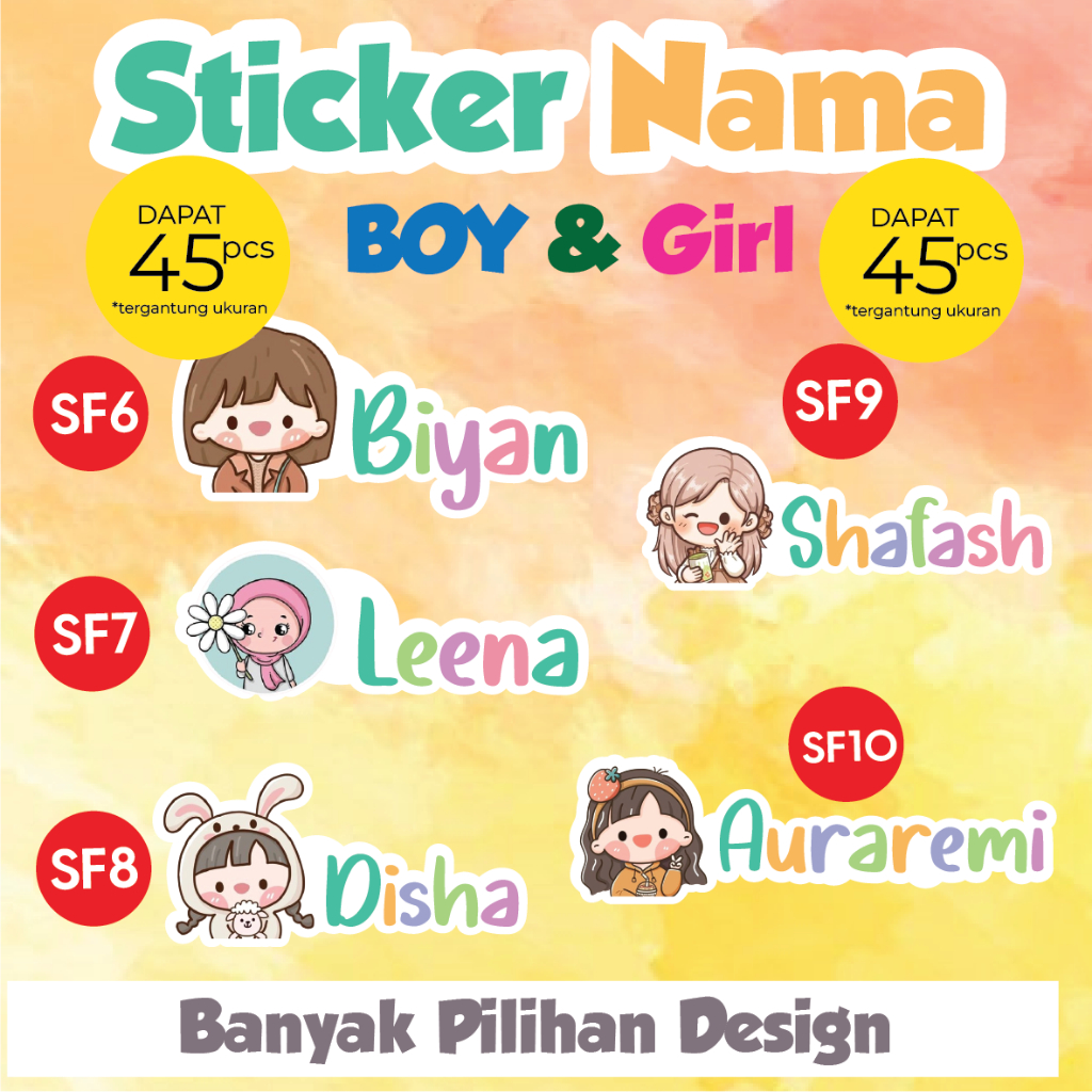 

Stiker label nama FACEKIDS anak Sticker buku anak sticker pensil kartun