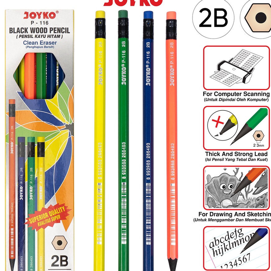 

Terbatas Pensil Pencil Joyko P116 2B 1 Box 12 Pcs