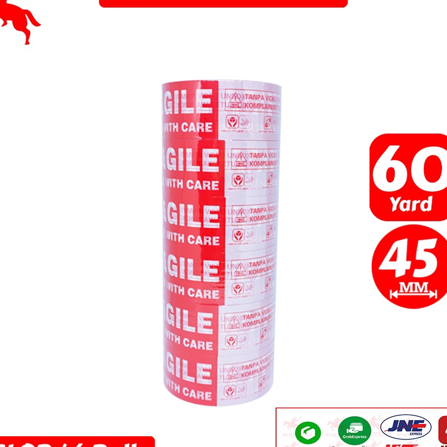 

FG2 Lakban OPP Tape Lakban Fragile KSATRIA Tape 45mm x 6 Yard 1 Slop