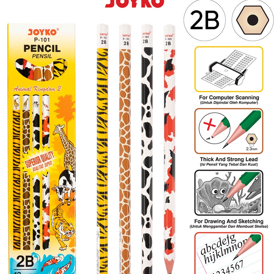 

Langka Pencil Pensil Joyko P11 2B Animal Kingdom 2 1 BOX 12 PCS