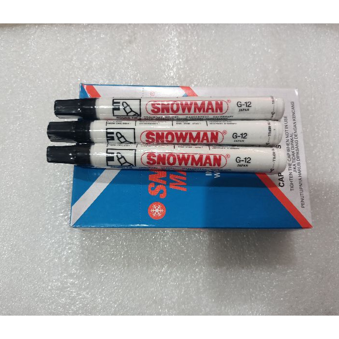 

Kilat Spidol Snowman Permanen G12 Warna Hitam 12Pcs tidak Bisa Di Hapus