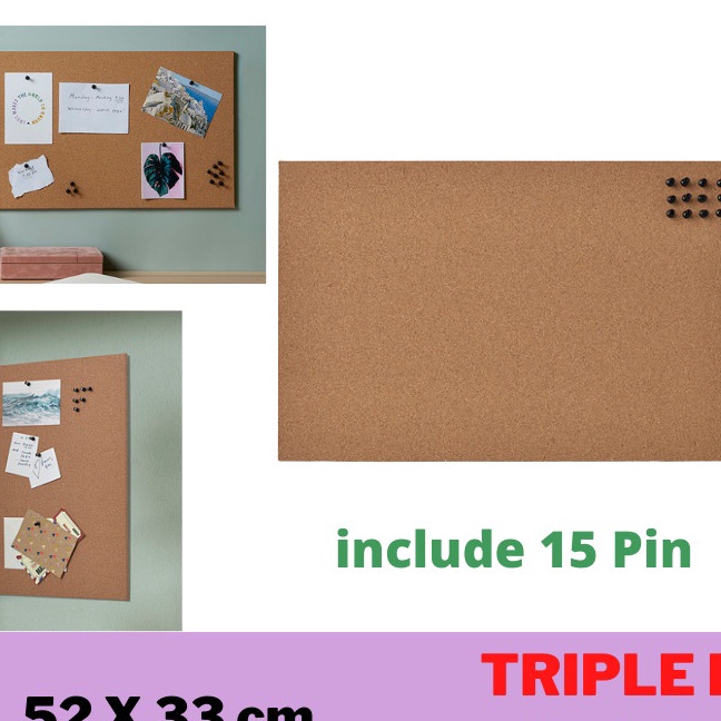 

KF7 Papan Memo Catatan kertas Gabus Dinding Dengan Pin 52x33cm FLONSA