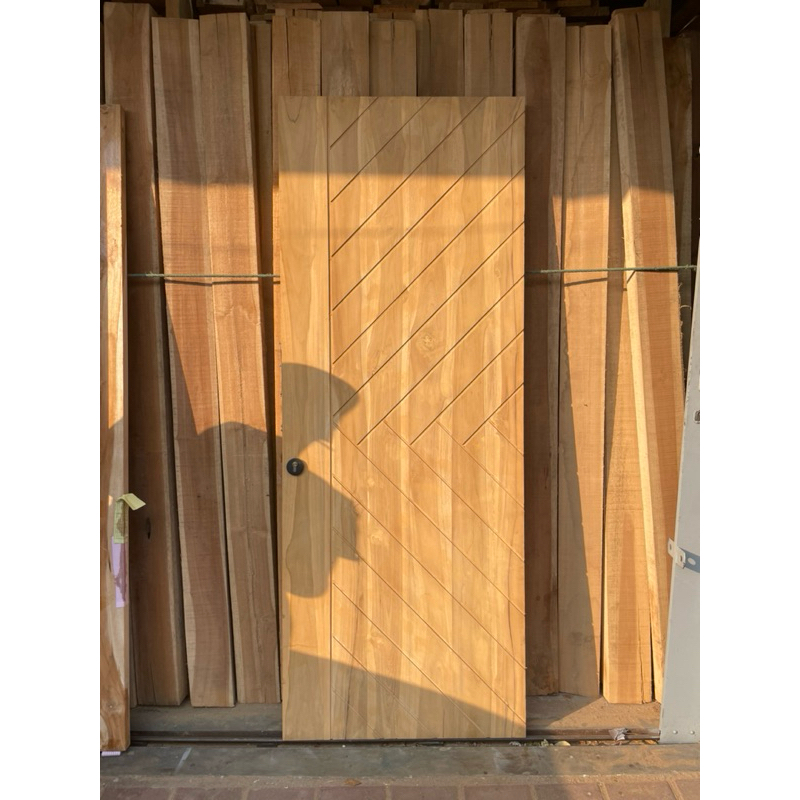 PINTU JATI NAT ZIGZAG 100% KAYU JATI