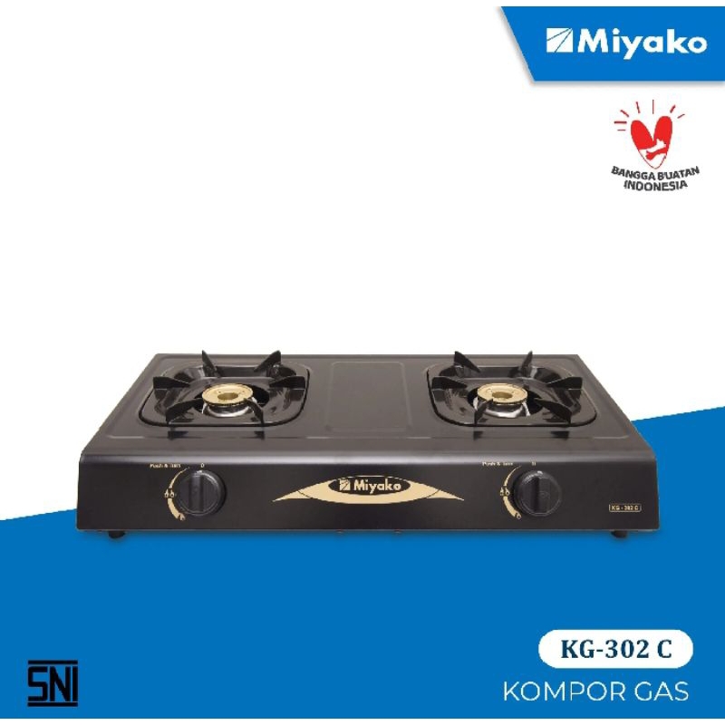 Kompor Gas 2 Tunggu Miyako KG 302 C Burner Api Kuningan