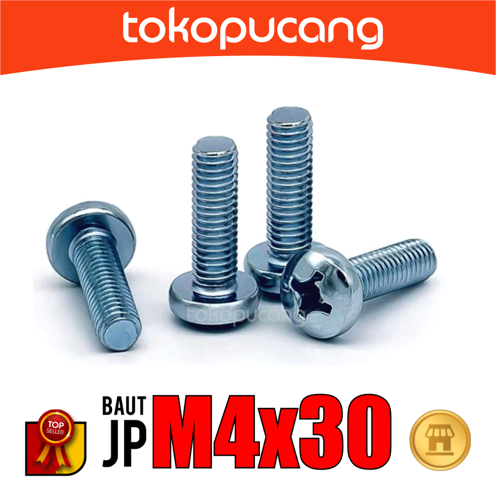 100pcs Baut JP M4X30 mm Baut Obeng Plus M4x30mm Baut Plus M4 x 30 mm
