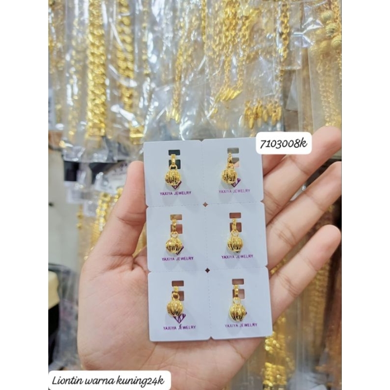 Anting Liontin Lapis Emas 24k, Awet pakai Harian