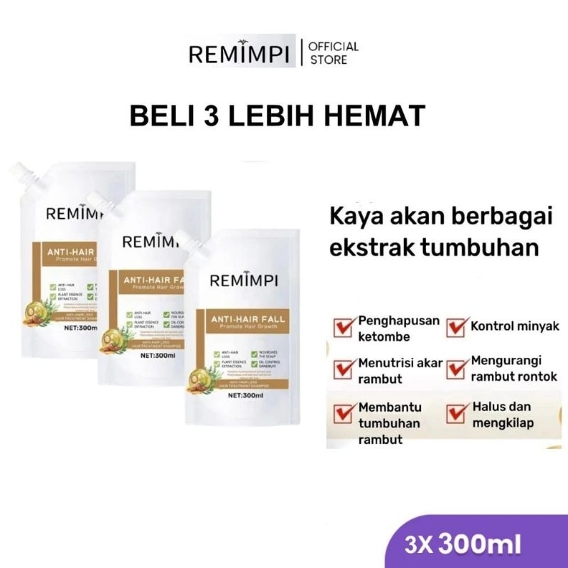 REMIMPI OFFICIAL [ Beli 3 Lebih Hemat ] Shampoo Remimpi Anti Hair Fall - Penumbuh Rambut Anti Rambut