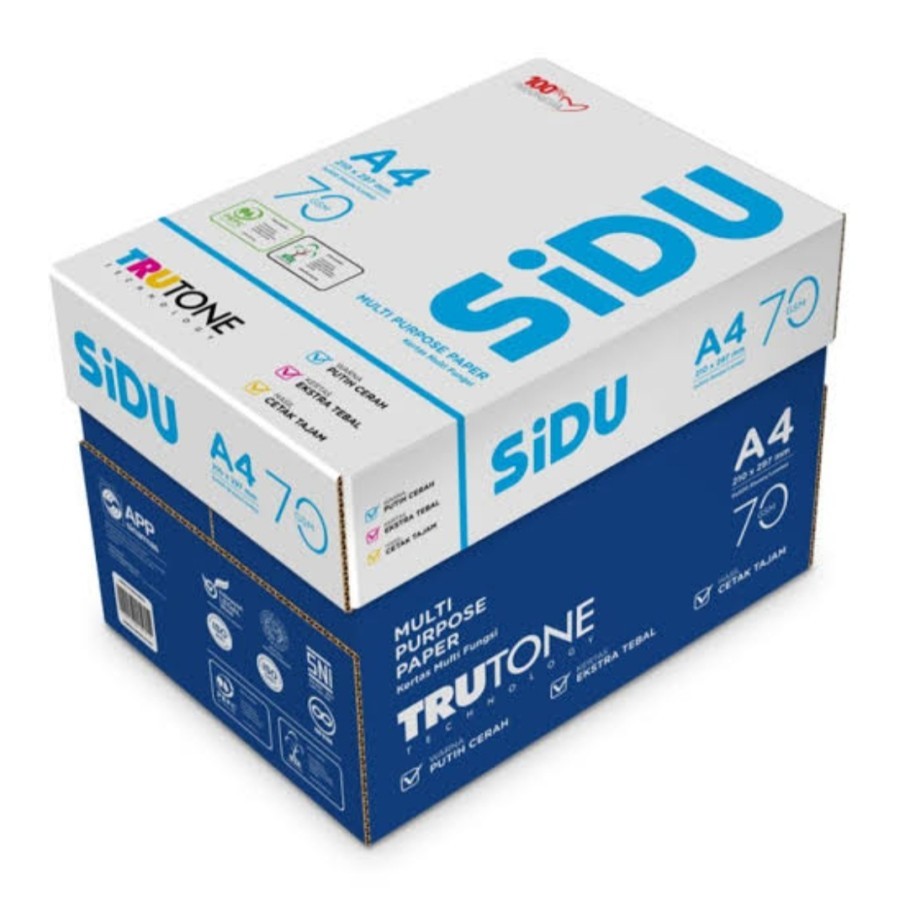 

SIDU Kertas Print & FotoCopy 70Gsm A4 - 1 Box = 5 Rim