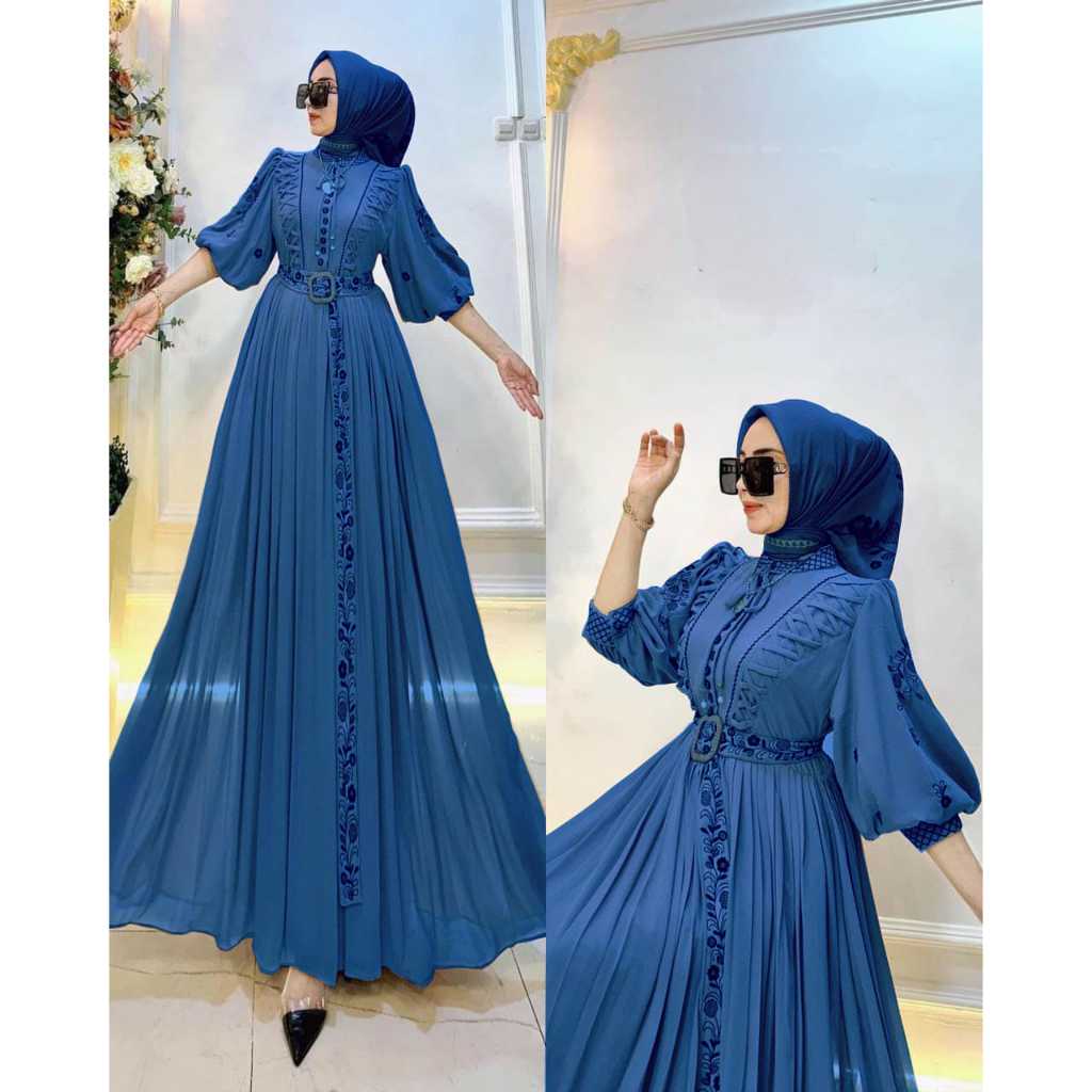 Gamis Wanita Terbaru Ruby Maxi / Gamis Ceruty Babydoll Aplikasi Bordir / Gamis Bordir Terbaru / Gami