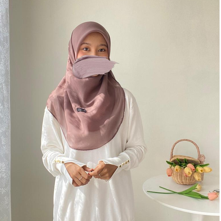 Hijab Malay Marwa Hijab Segiempat Oval Malay Polycotton Label Kain Hitam Premium