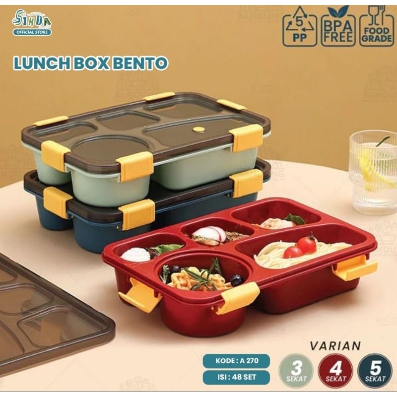 Lunch Box 5 Sekat Ompreng Plastik / Kotak Makan Anak / Kotak Bekal