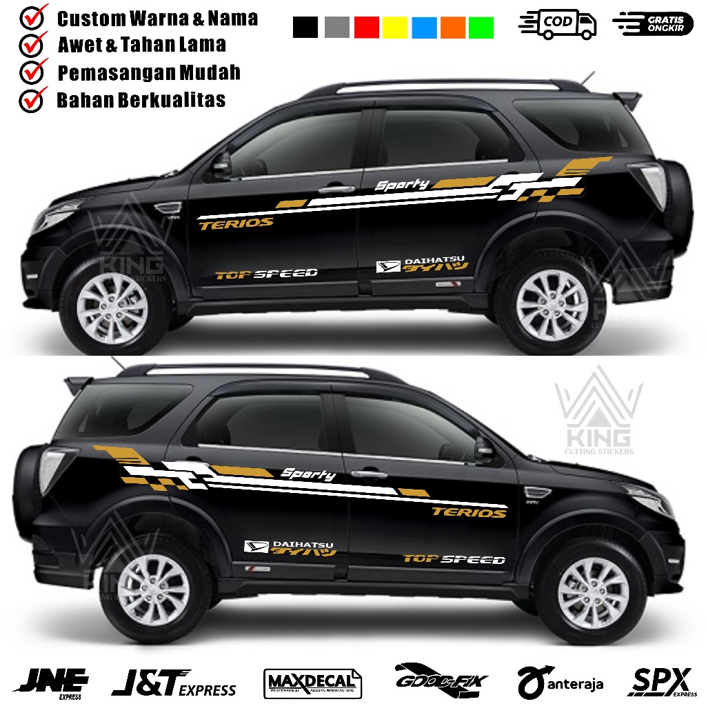 STICKER MOBIL TERIOS SIMPEL DESAIN BODY MOBIL VARIASI CUTTING STICKER MOBIL HITAM TERIOS TERBARU