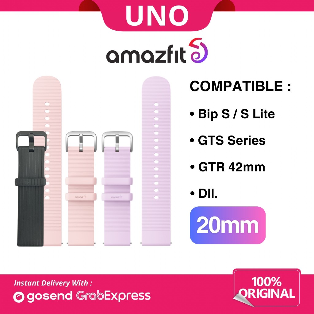 Strap 20mm Amazfit BIP S / GTS / GTR Silicone Strap Tali Jam Smart Watch