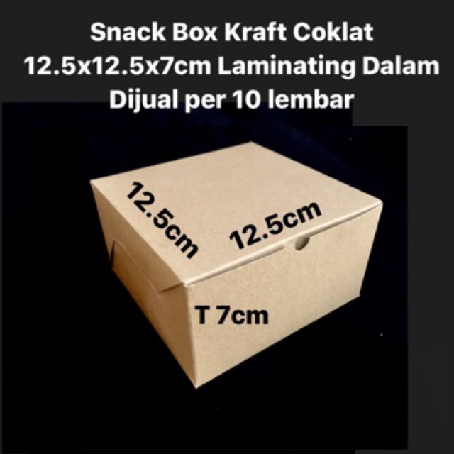 

( 10 pcs ) Snack Box Hampers Ukuran 12x12x7 cm Dus Kraft Coklat Polos Packaging Kue Kering