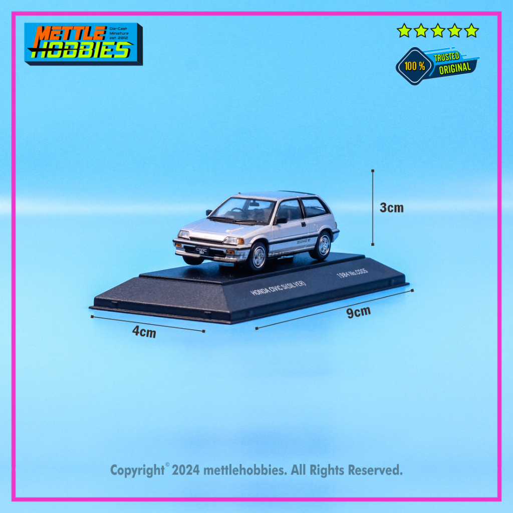 SAPI Model 1984 Honda Civic Si Wonder Silver Diecast Miniatur Mobil 1:43
