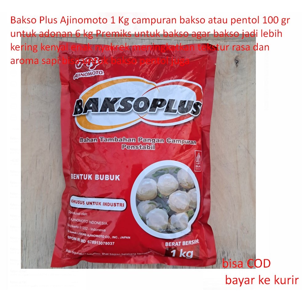 

Bakso Plus Ajinomoto 1 Kg campuran bakso atau pentol 100 gr untuk adonan 6 kg Premiks untuk bakso agar bakso jadi lebih kering kenyal enak nyakrek meningkatkan tekstur rasa dan aroma sapi bisa untuk bakso pentol juga