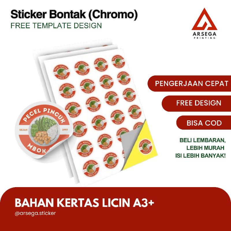 

ARSEGA STICKER - EXPRESS FREE CUTTING Bisa COD Sticker Bontak (Chromo) Lembaran A3+