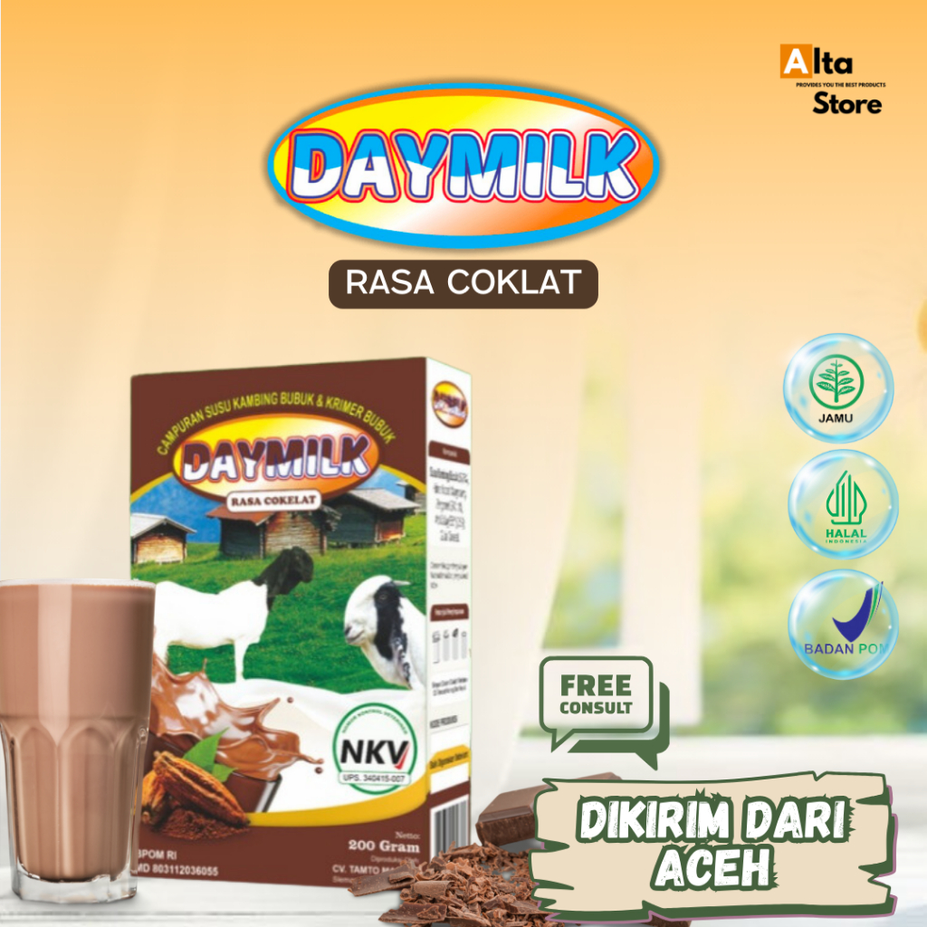 

DAYMILK Jahe | Coklat | Vanila - Susu Kambing Etawa Mampu Atasi Gangguan Tulang dan Sendi, Nyeri Sendi, Rematik, Pegel Linu, Gangguan Pernapasan, dan Menjaga Imunitas Tubuh Susu Kualitas Terbaik HALAL 200 Gram