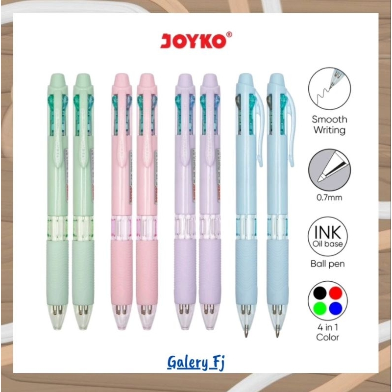 

PULPEN PENCET JOYKO BP-348/PULPEN PENA TEKAN 0.7MM 4 WARNA SATUAN