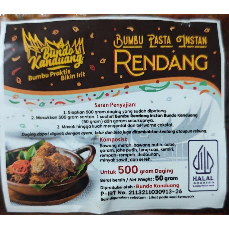 

Bumbu Pasta Instan Rendang - Bundo Kanduang