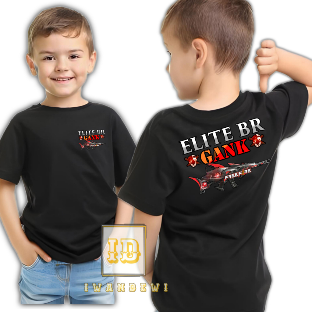 iwandewi Kaos Anak Elite BR Gank Scar Megalodon Free Fireee - Usia 1-12 Tahun - Baju FF  Bahan Katun