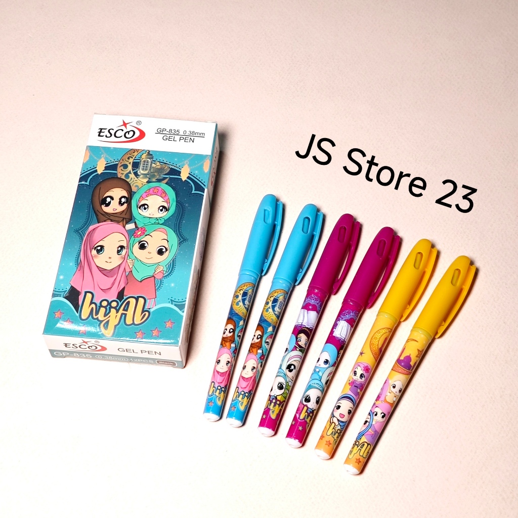 

(12 Biji) Pulpen Pen Gel Anak Hijab / Bullpoin Bolpen Fancy Hijab / Bolpoin Gel Gambar Anak HIjab