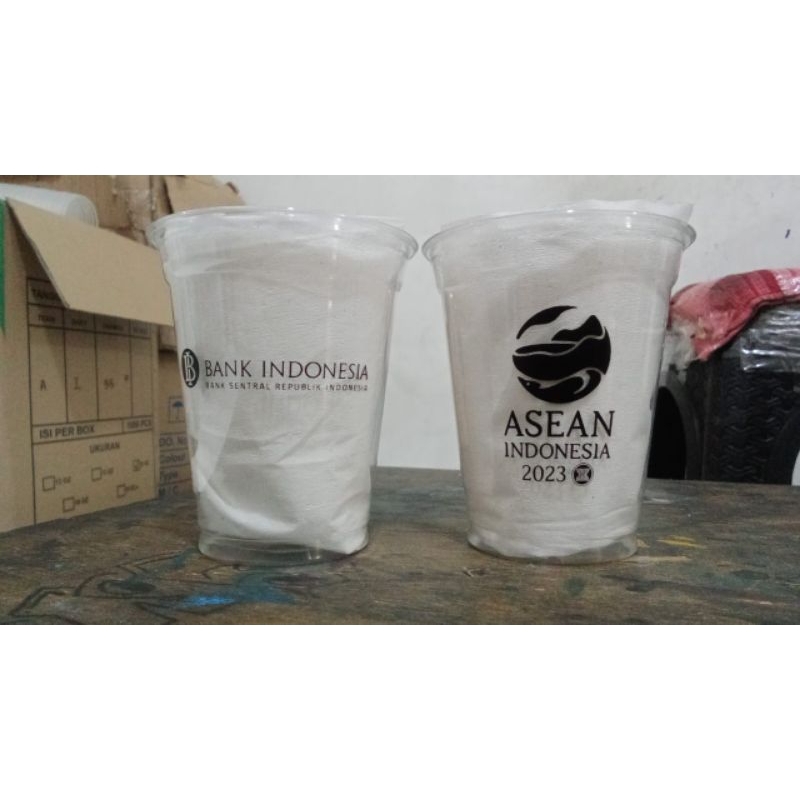 Sablon Gelas Cup Plastik 12 Oz 14 Oz 16 Oz PET