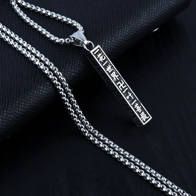 Kalung Tibet Buddhism Desain Tabung Mantra Motif Huruf Mandarin