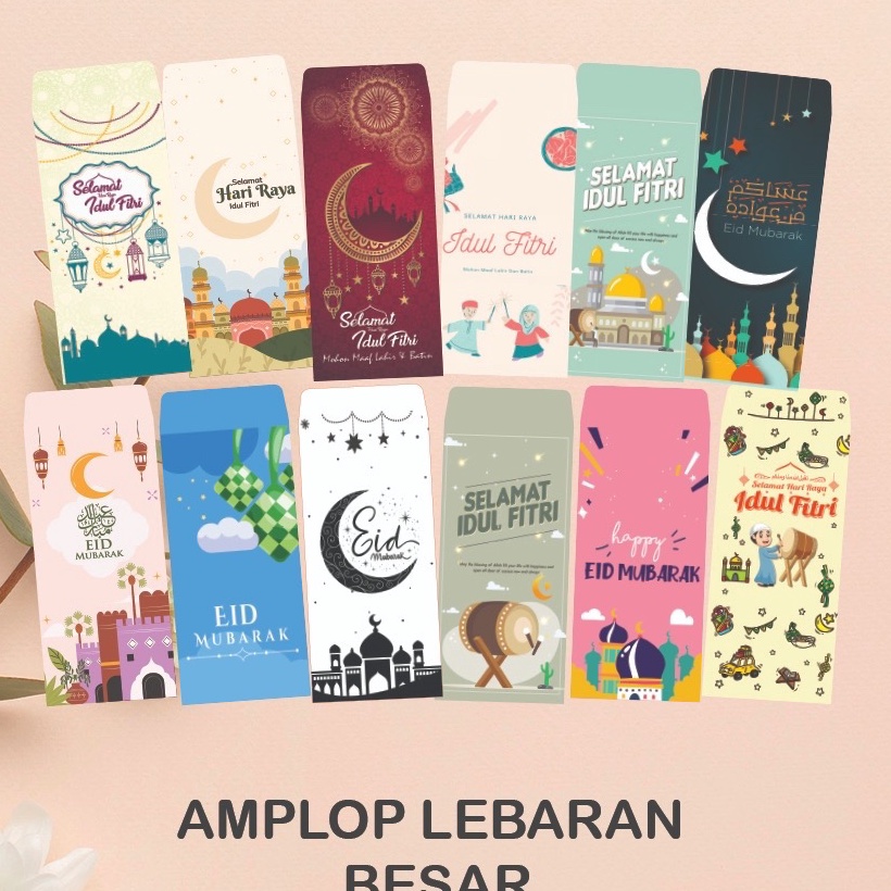 

KI3 Amplop Lebaran ukuran Jumbo 25Pcs Ukuran Besar amplop Idul Fitri gambar Lucu aesthethic box isi 25 Pcs