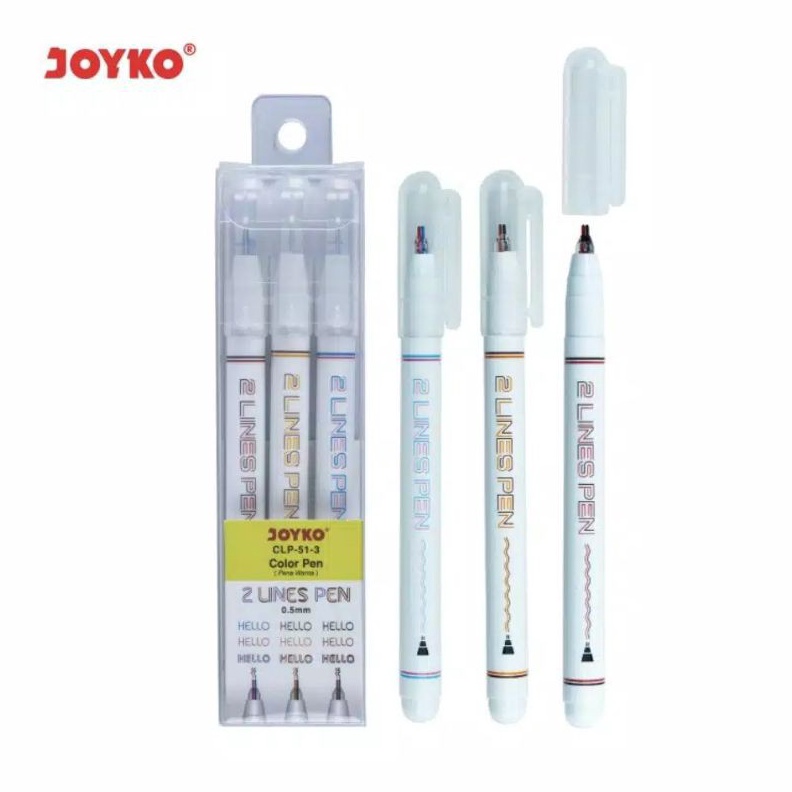

HEBOH CLP513 Pulpen Warna 2 Line Colors Joyko 5 Mm Set 3 Pcs