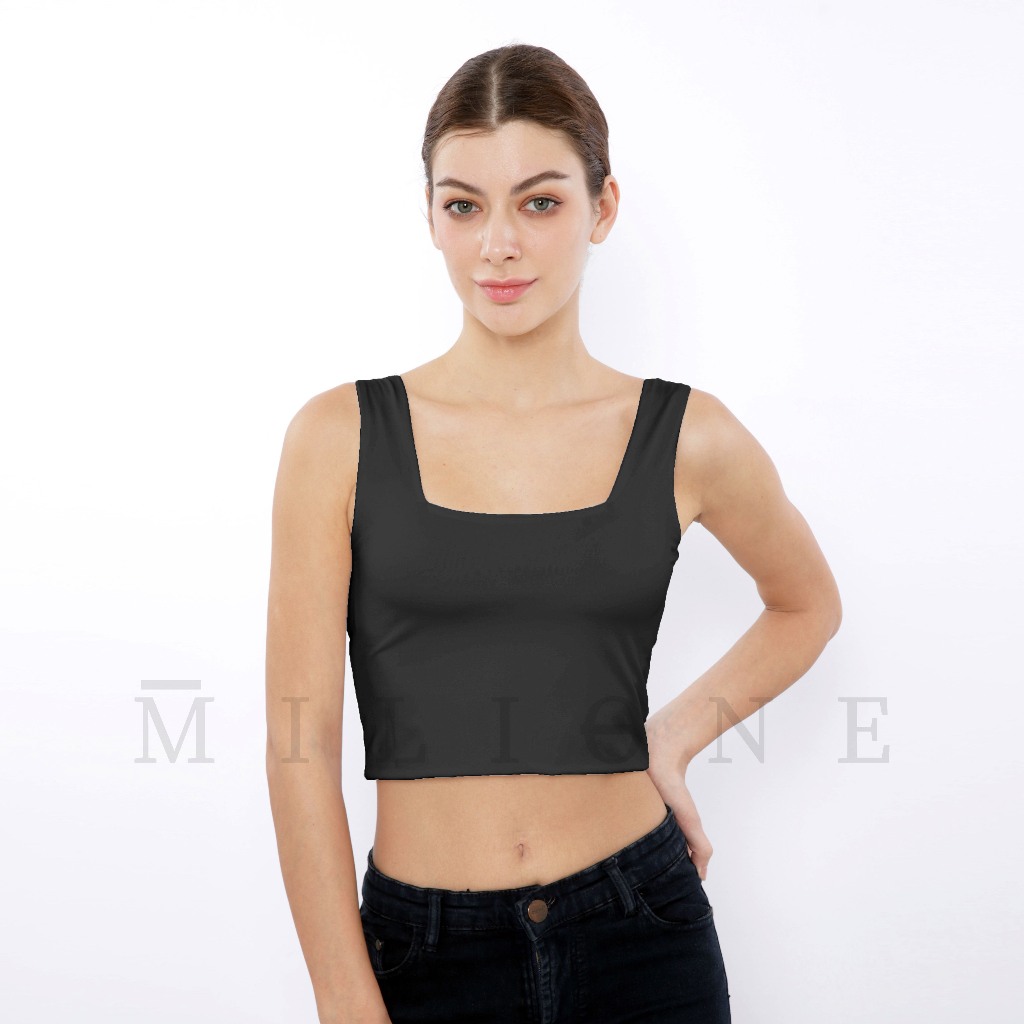 MILIONE Tank Top Square Tanktop Baju Atasan Wanita Crop Top Korea Crop Square Tank