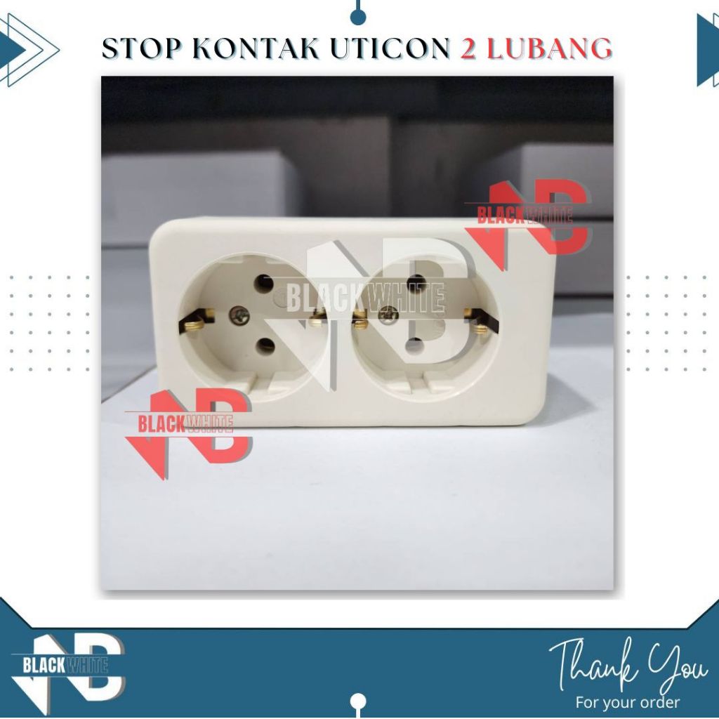 Stop Kontak Uticon ST 128 2 Lubang / Stop Kontak Arde Uticon / Colokan Uticon 2 Lubang