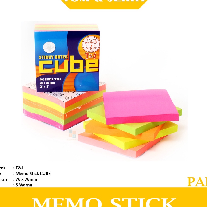 

HJ6 TOM JERRY Sticky Notes Warna Cube 654 Pad