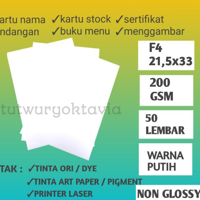 

KF7 Kertas brief cardkartutik tebal 2 gsm F4 isi 5 lembar