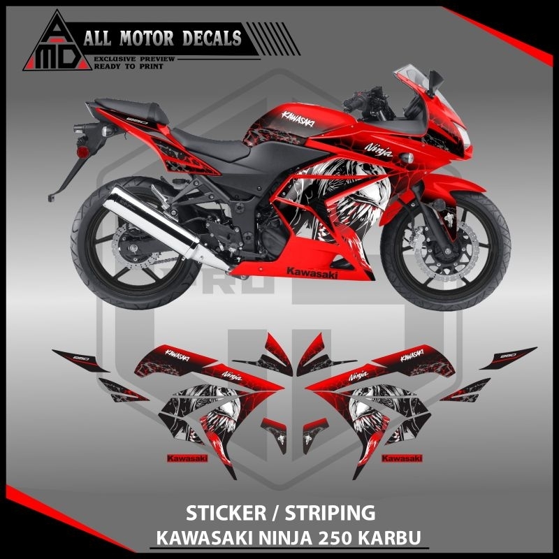 Sticker Ninja 250 Karbu Motif Custom Venom / Striping Kawasaki Ninja Karbu 250 / Stiker Decal Motor 