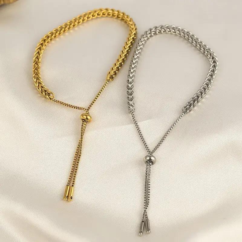 K3- [COD] Gelang Serut Premium Wanita/Pria Rantai Belut Model Terbaru Lapis Emas18k Anti Karat