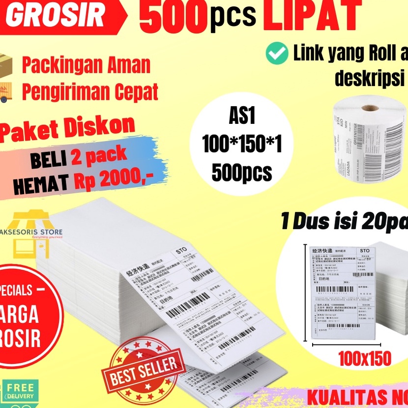 

HJ6 KERTAS THERMAL LABEL STICKER BARCODE 5PCS LIPAT UKURAN A6 1X15