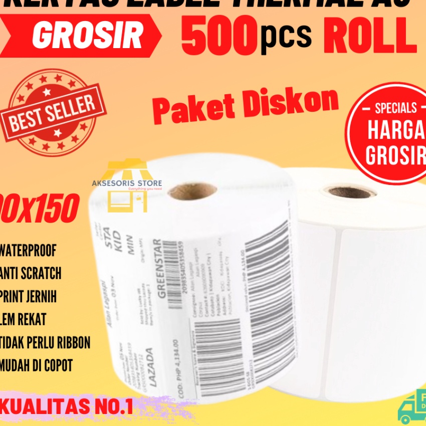 

Bonus KERTAS THERMAL LABEL STICKER 1X15 5PCS ROLL UKURAN A6 RESI BARCODE
