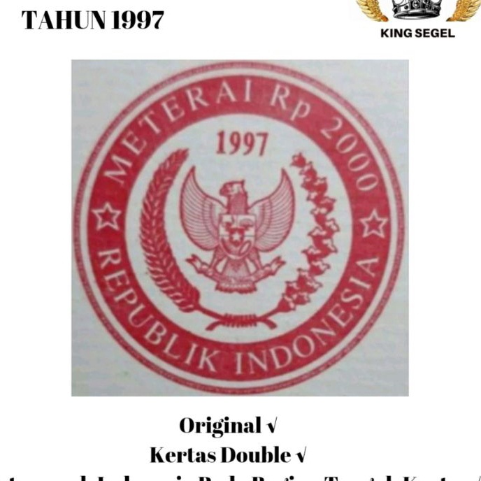 

KF7 Kertas Segel Tahun 1997 Double Asli